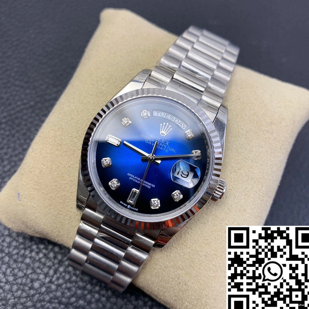 EW Blue M128239-0023 Rolex Factory Gradient Dial Day-Date Diamond 0420